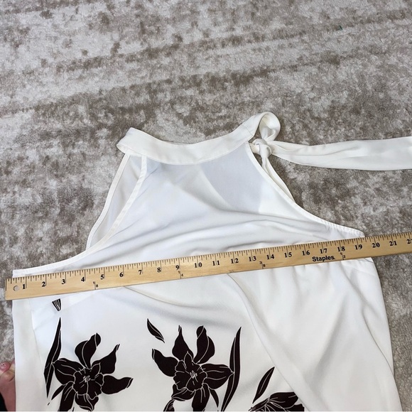 Worthington black & white halter blouse with side neck tie lightweight SZ M - Picture 9 of 9